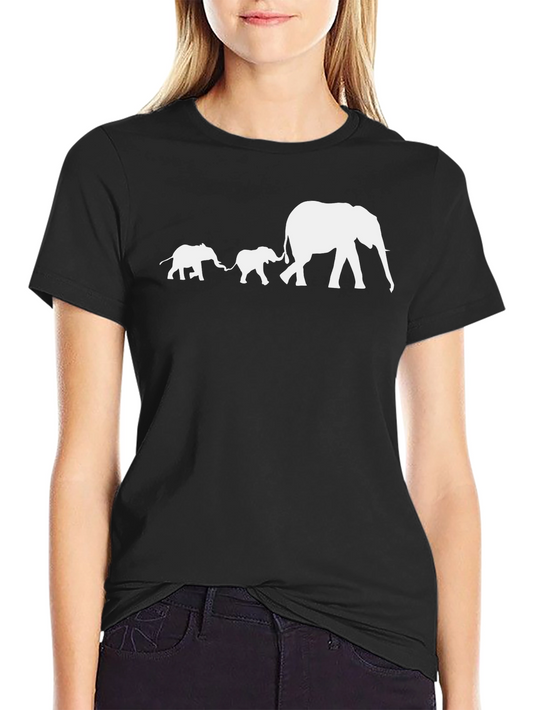 Elephant Family Graphic T-Shirt - Black Cotton Tee