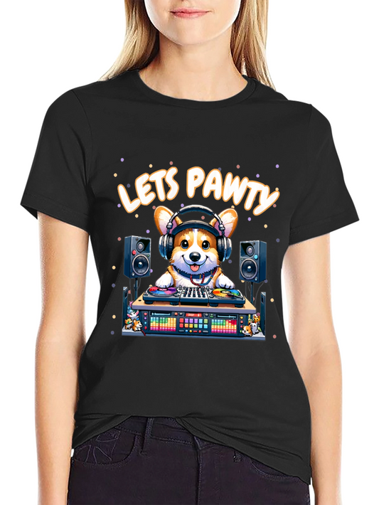 Lets Pawty Corgi DJ Graphic T-Shirt