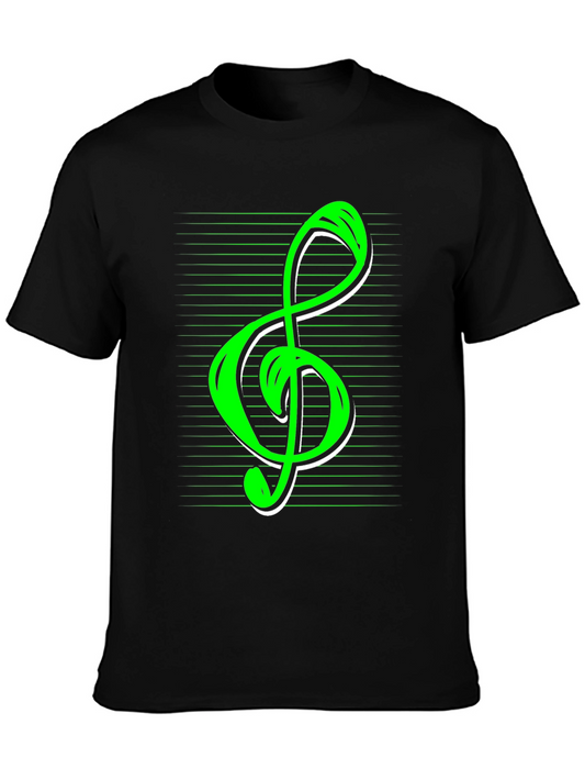 Green Treble Clef Graphic Tee - Music Lover T-Shirt