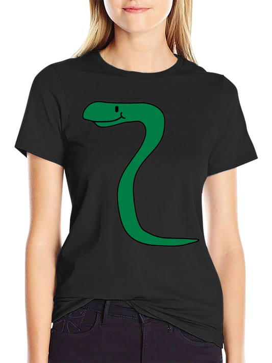 Funny Snake Cartoon Black T-Shirt