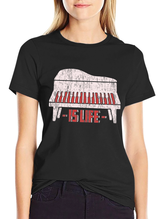 Piano Is Life Black Graphic Tee