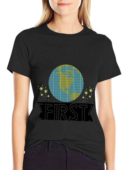 Earth First Graphic Tee - Black Cotton Shirt