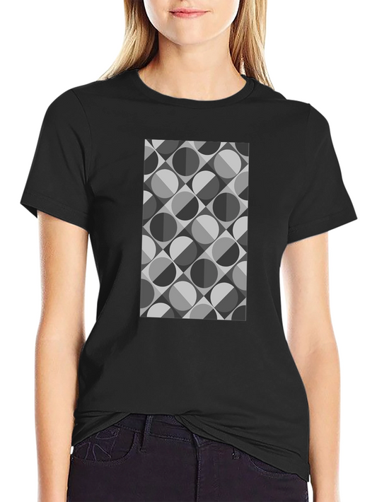 Geometric Retro Pattern Black T-Shirt