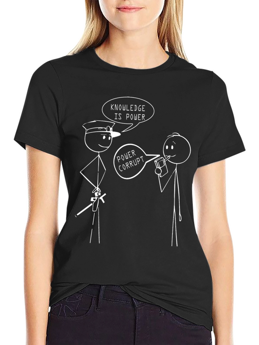 Funny Stick Figure T-Shirt - Knowledge is Power