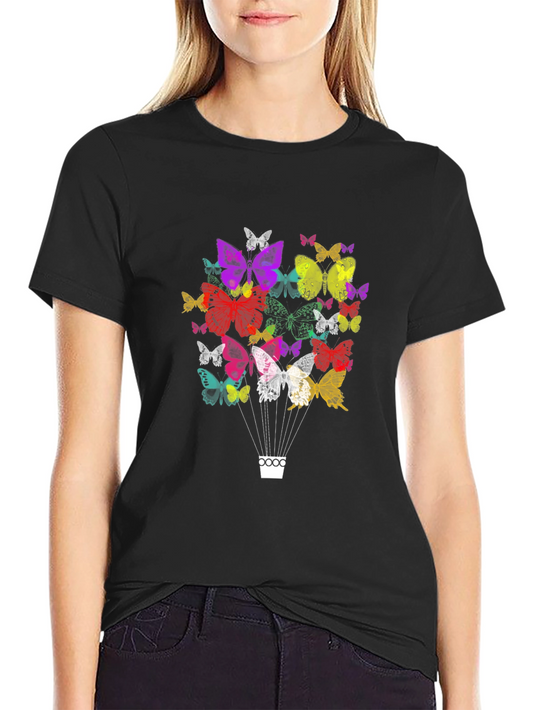 Butterfly Balloon Graphic Tee - Casual Comfort