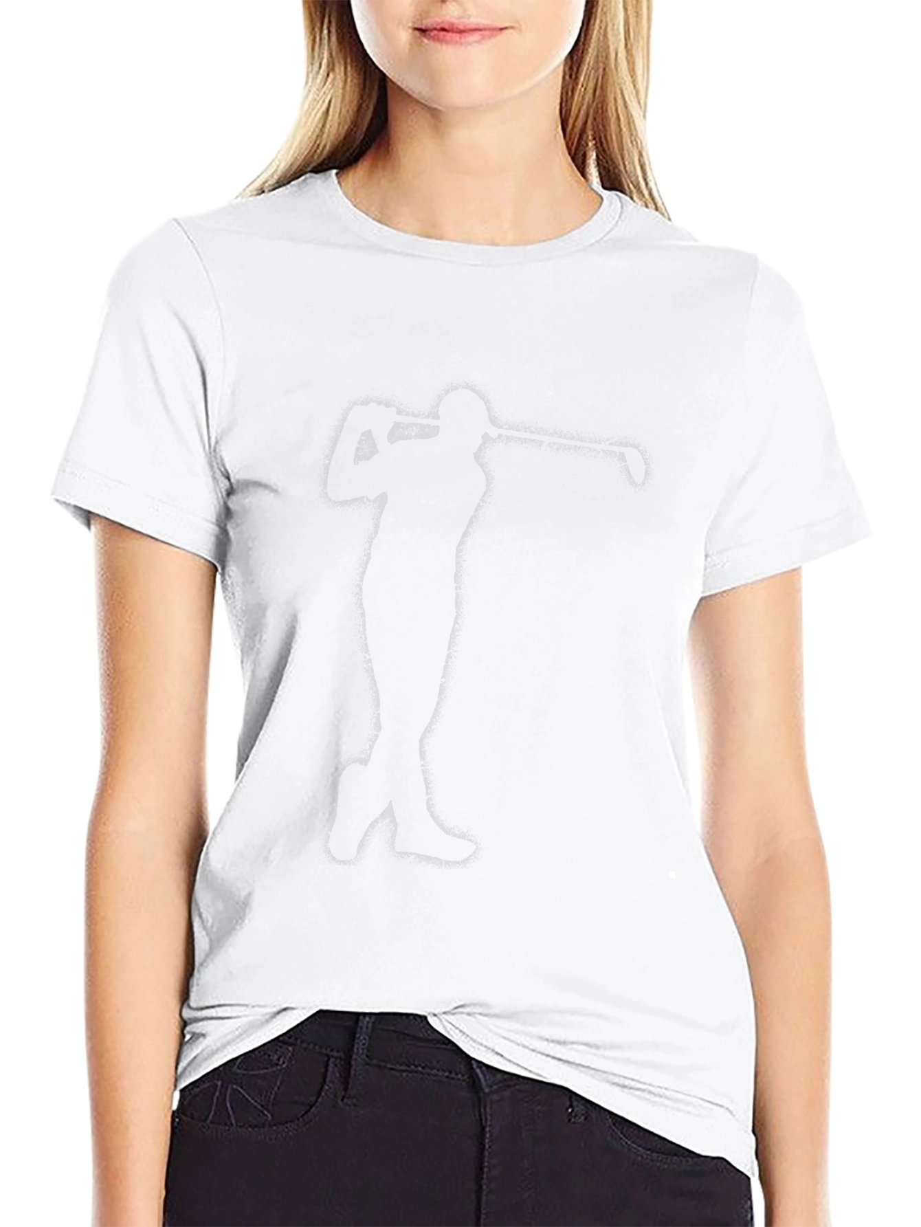 Golf Swing Silhouette Tee - Black Cotton Shirt