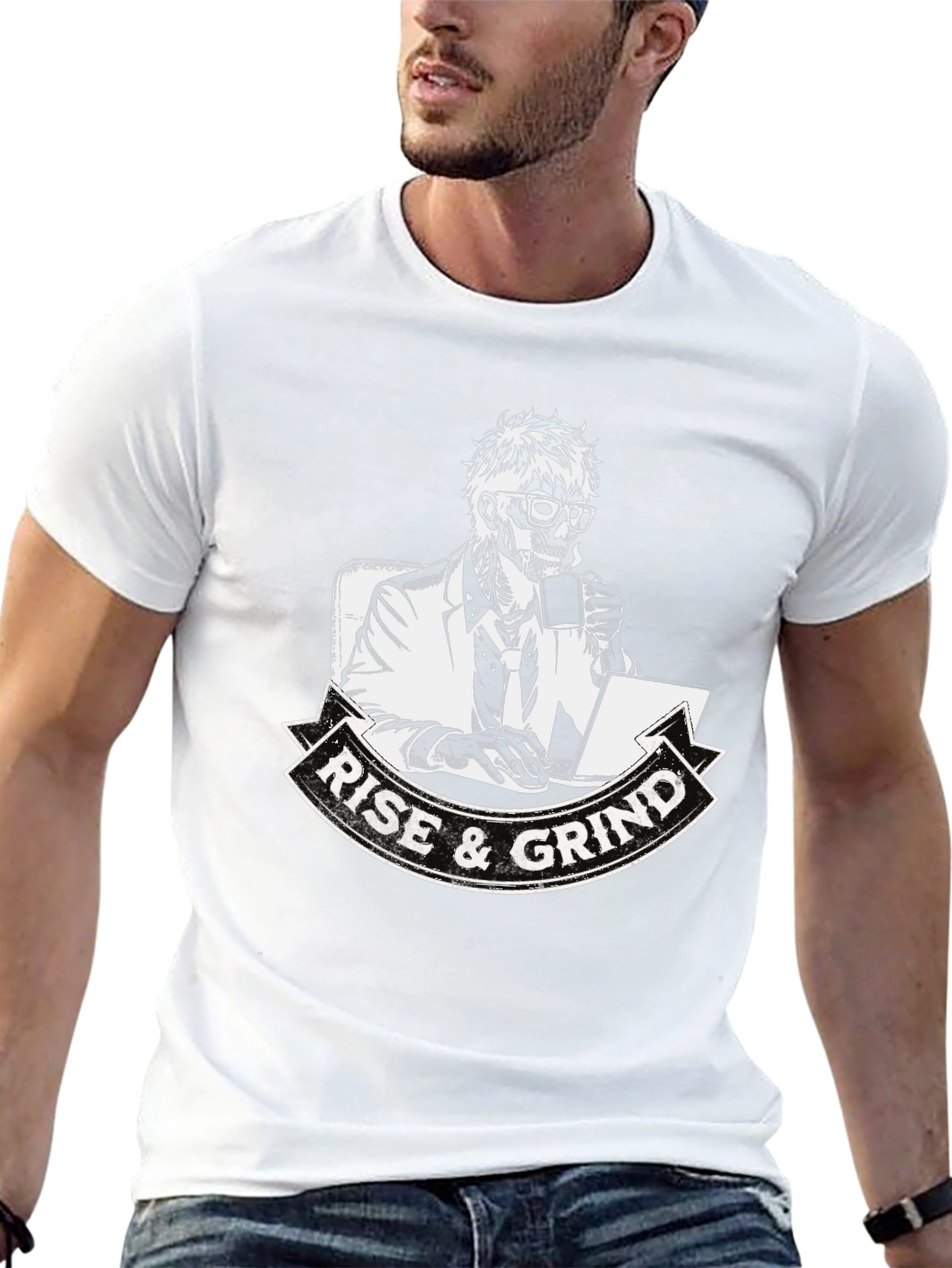 Rise and Grind Skeleton Graphic T-Shirt