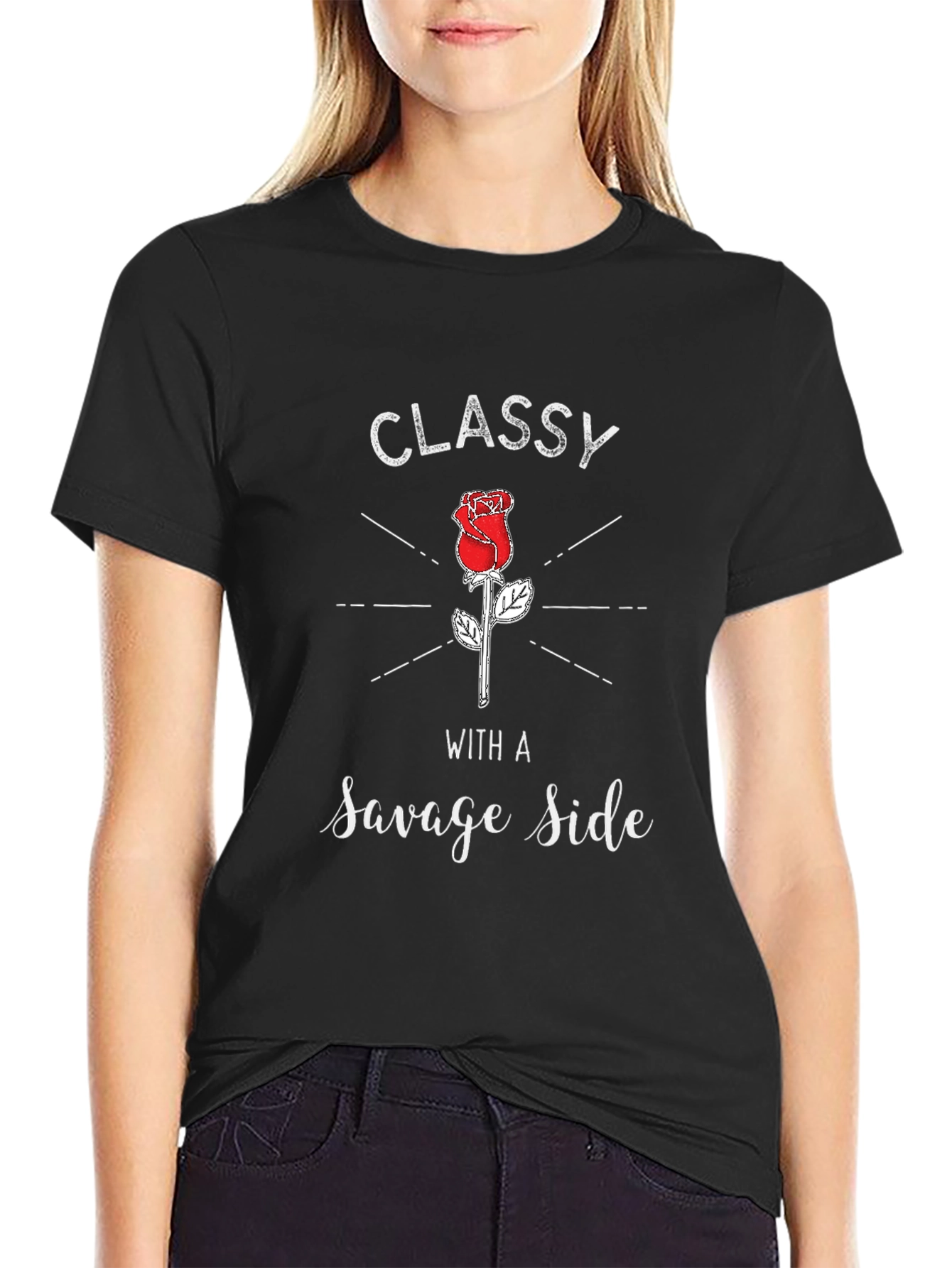 Classy With A Savage Side Rose Graphic T-Shirt