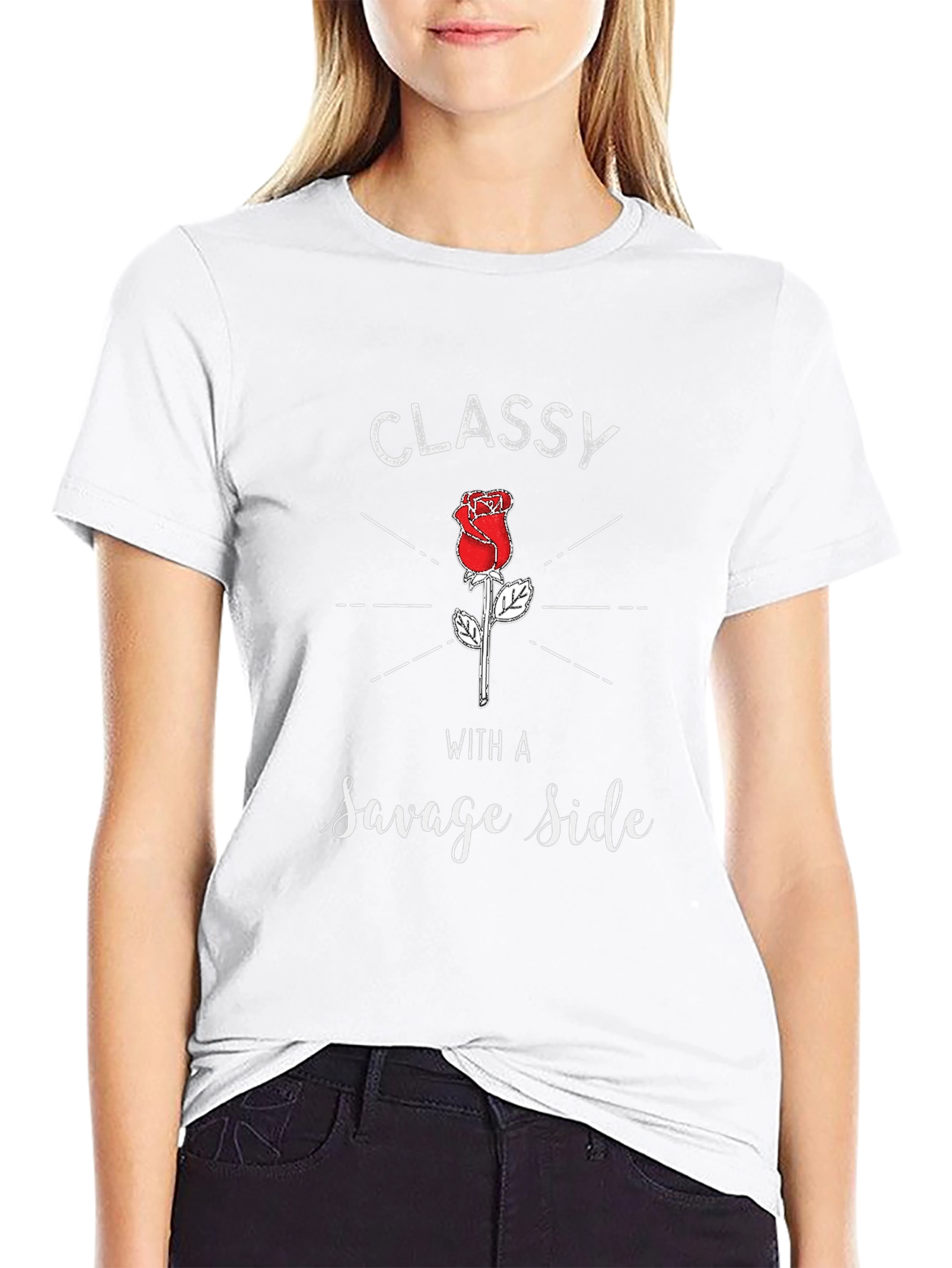 Classy With A Savage Side Rose Graphic T-Shirt