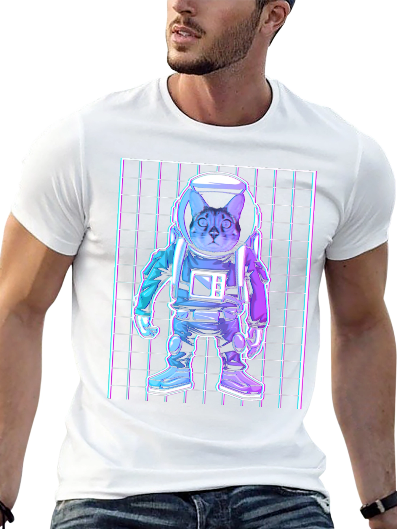 Cat Astronaut Graphic T-Shirt