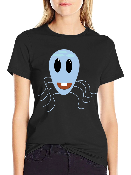 Cute Blue Octopus Graphic Tee - Mens Black T-Shirt