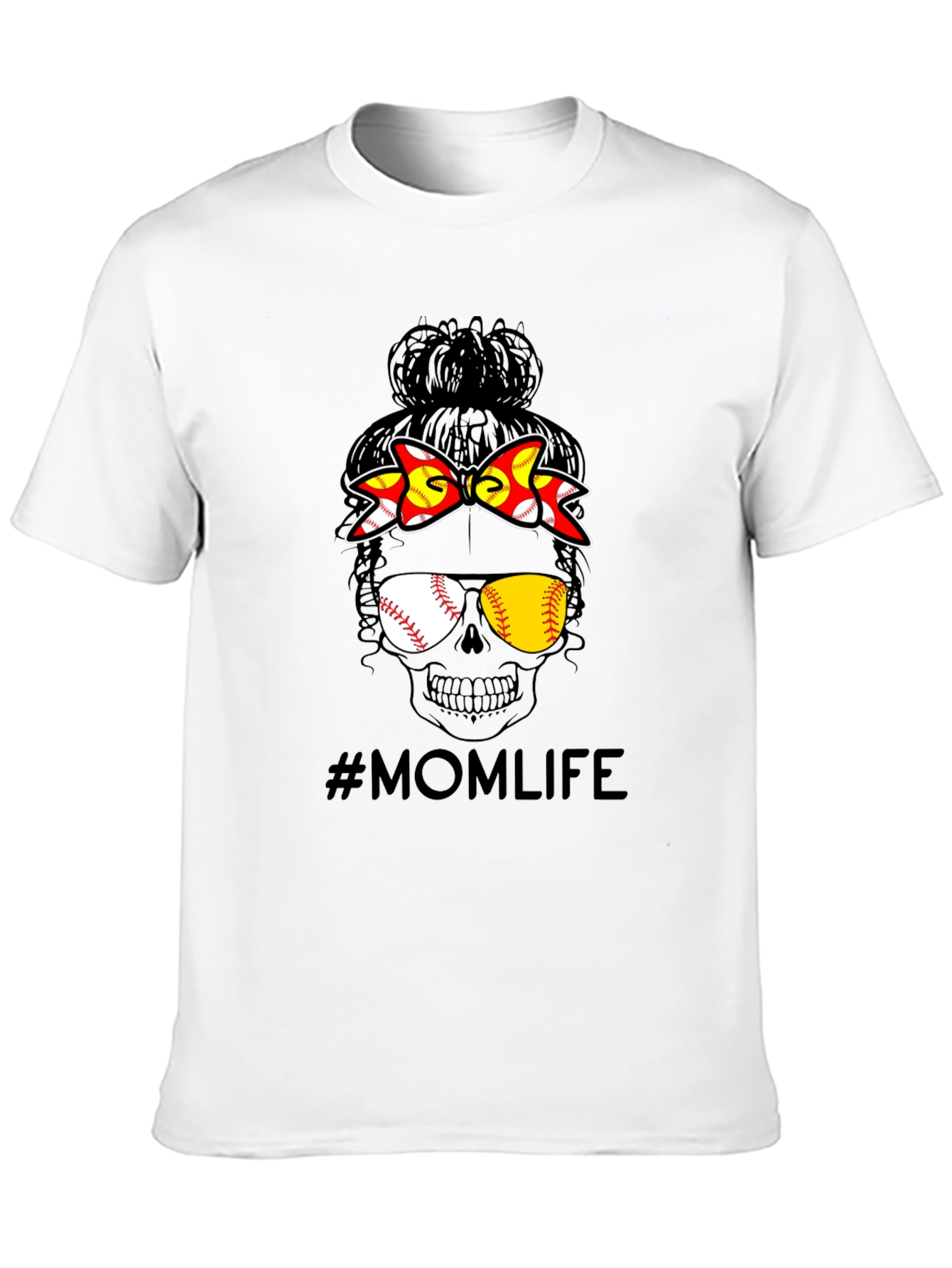 Mom Life Baseball Skull Graphic Tee