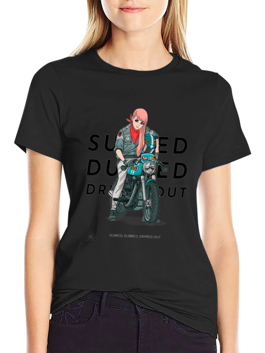Anime Girl Motorcycle T-Shirt - Subbed Dubbed & Dripped Out