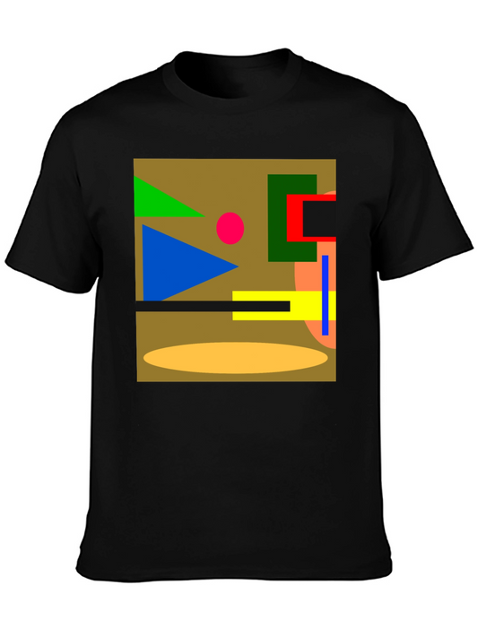 Abstract Geometric Black Cotton T-Shirt