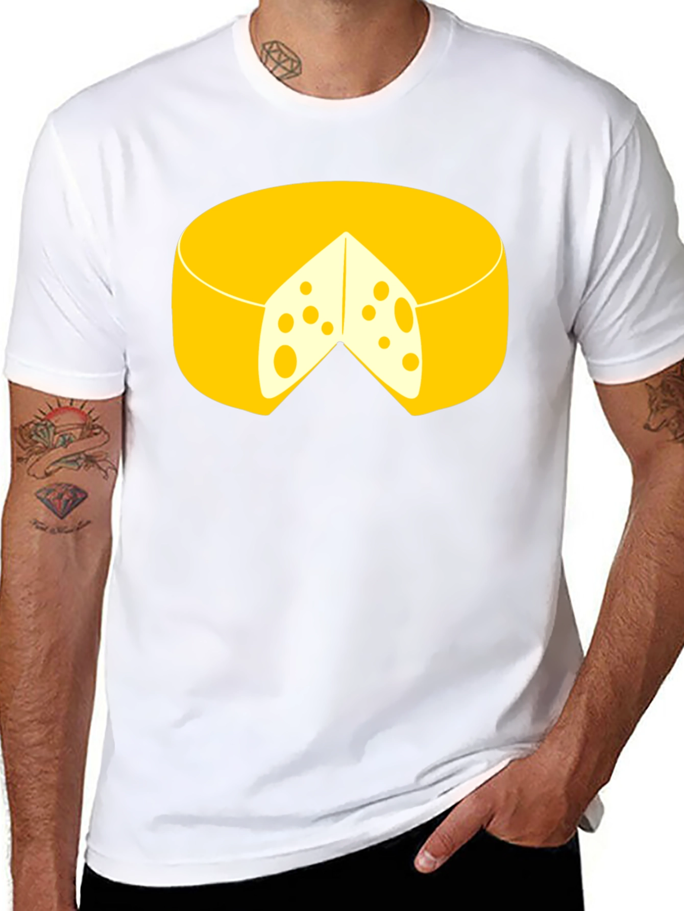 Funny Cheese Graphic Black T-Shirt