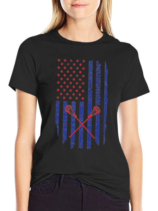 Lacrosse USA Flag Graphic T-Shirt