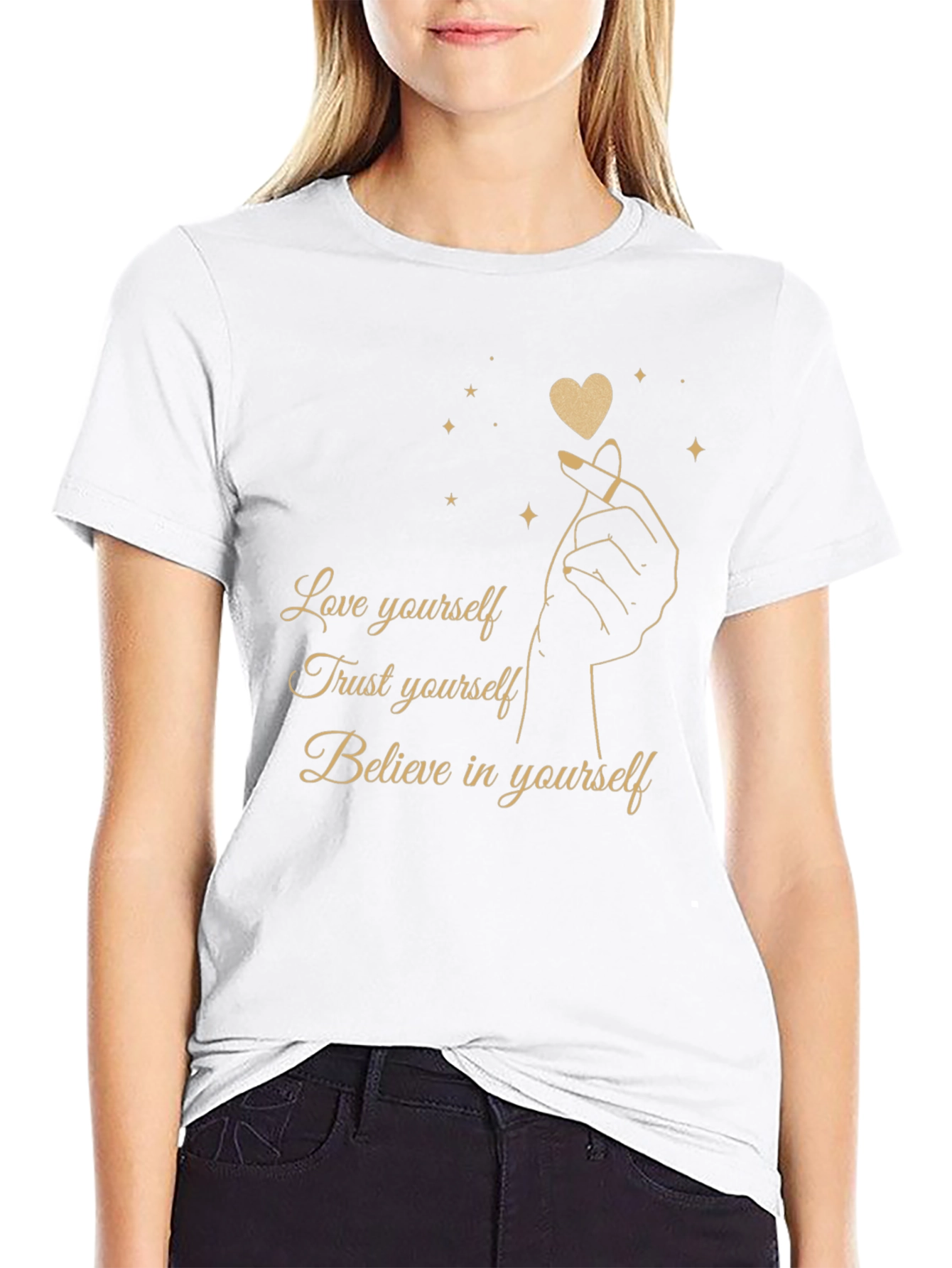 Love Yourself Graphic Tee - Black Cotton Blend Shirt