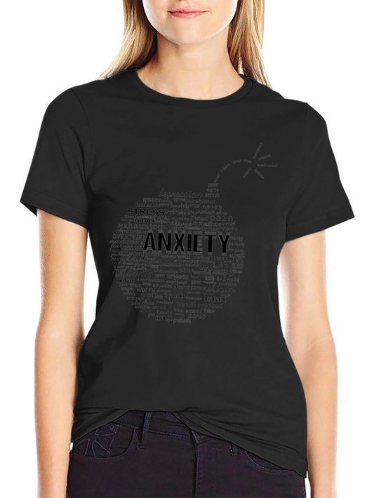 Anxiety Word Cloud Graphic Tee - Black