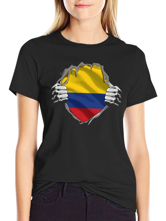 Colombia Flag Ripped T-Shirt - Mens Short Sleeve Tee