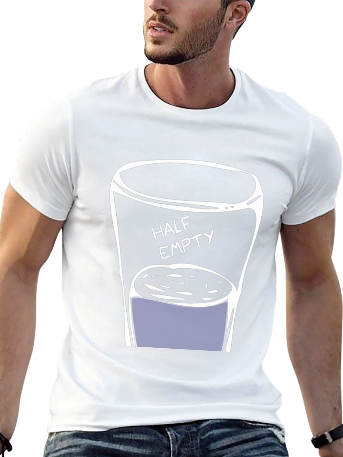 Half Empty Drink Black T-Shirt