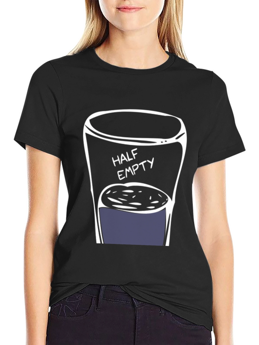 Half Empty Drink Black T-Shirt