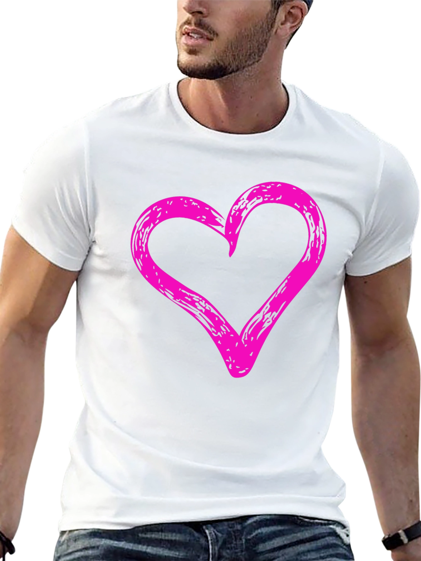 Heart Graphic Black Crew Neck T-Shirt