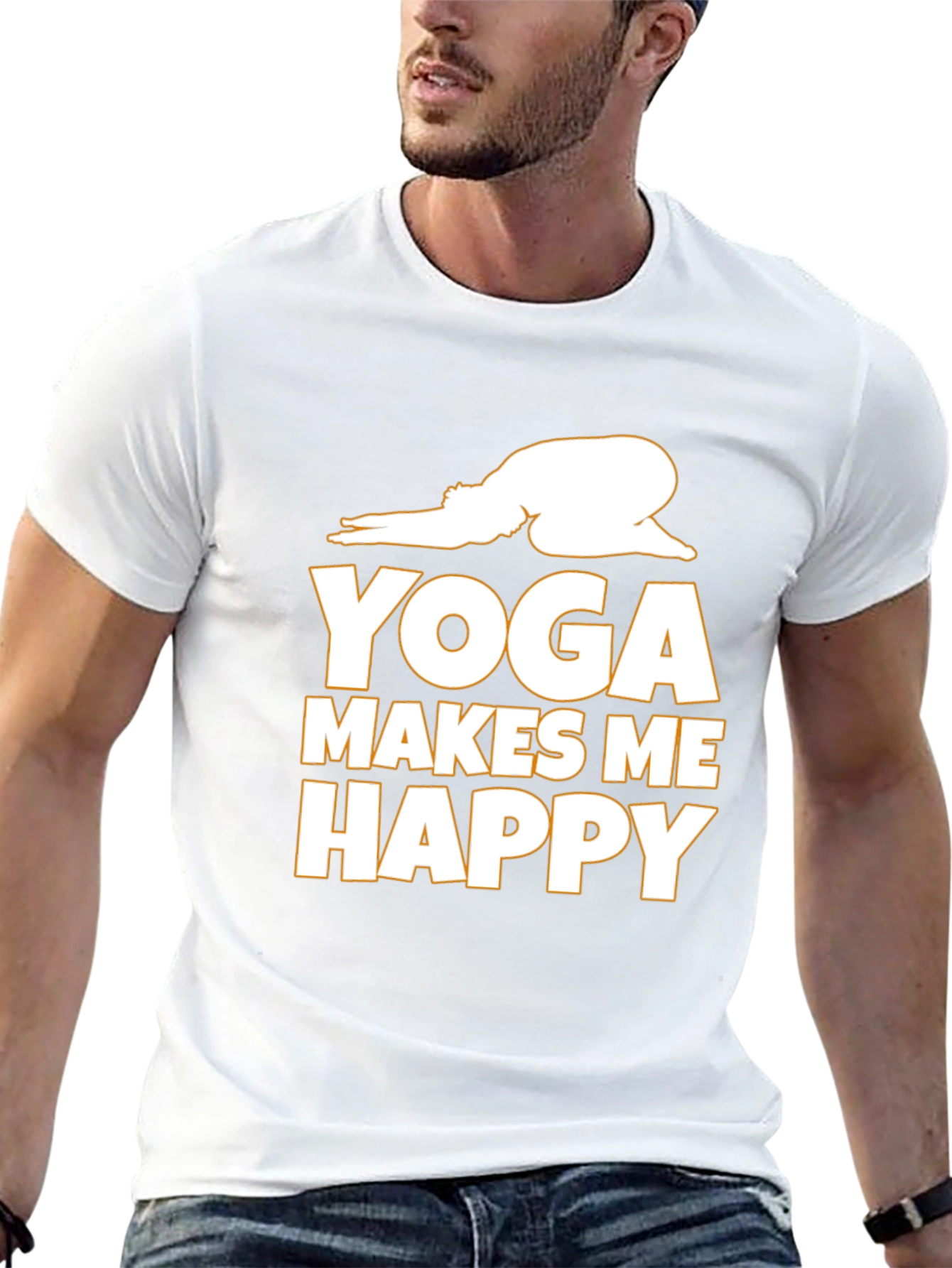 Yoga Makes Me Happy Graphic Tee - Black