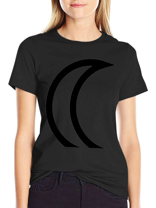 Abstract Crescent Moon Graphic Tee - Black Cotton Comfort
