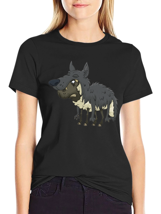Funny Cartoon Wolf Graphic T-Shirt
