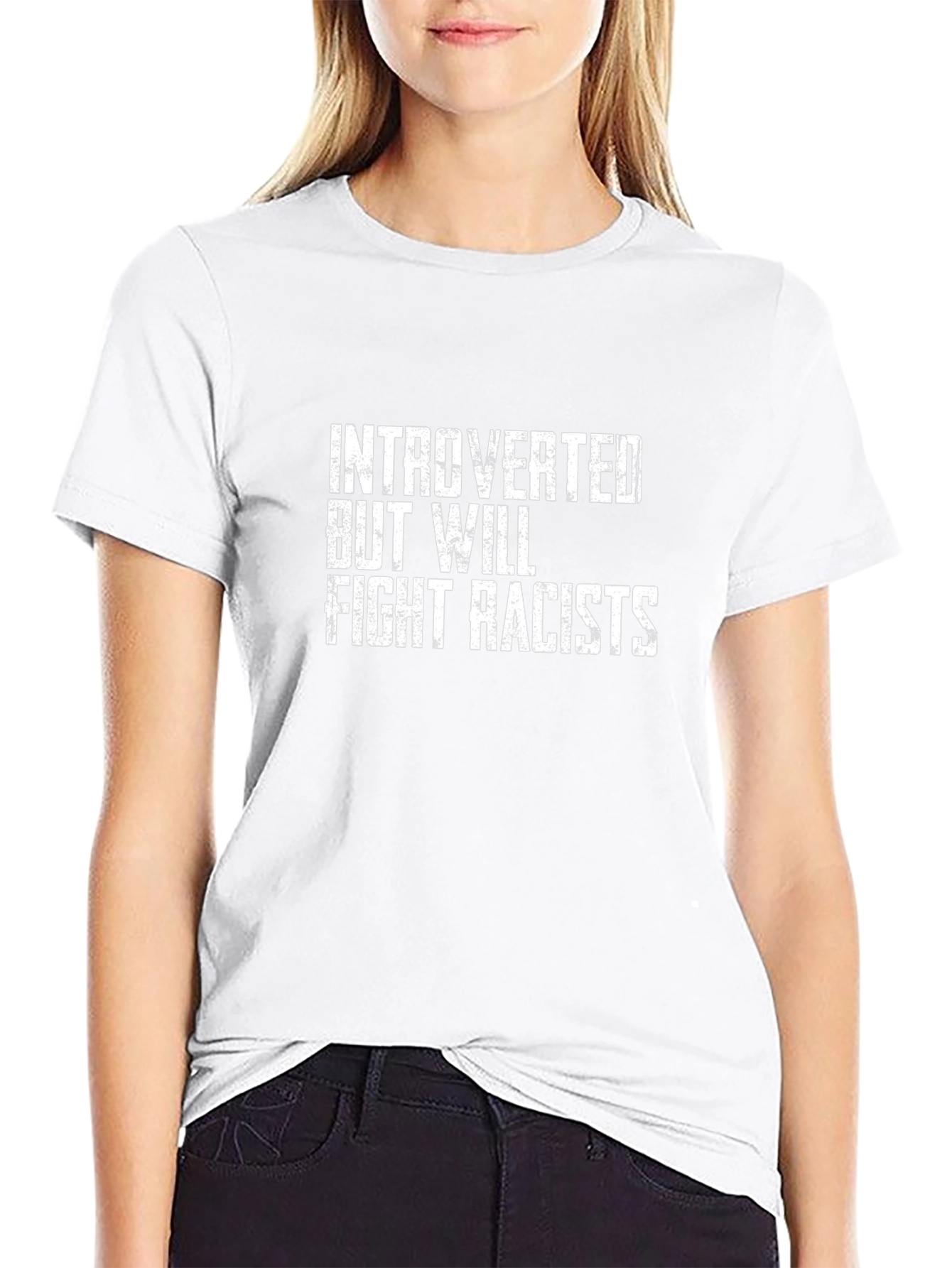 Introverted But Will Fight Racists Graphic Tee