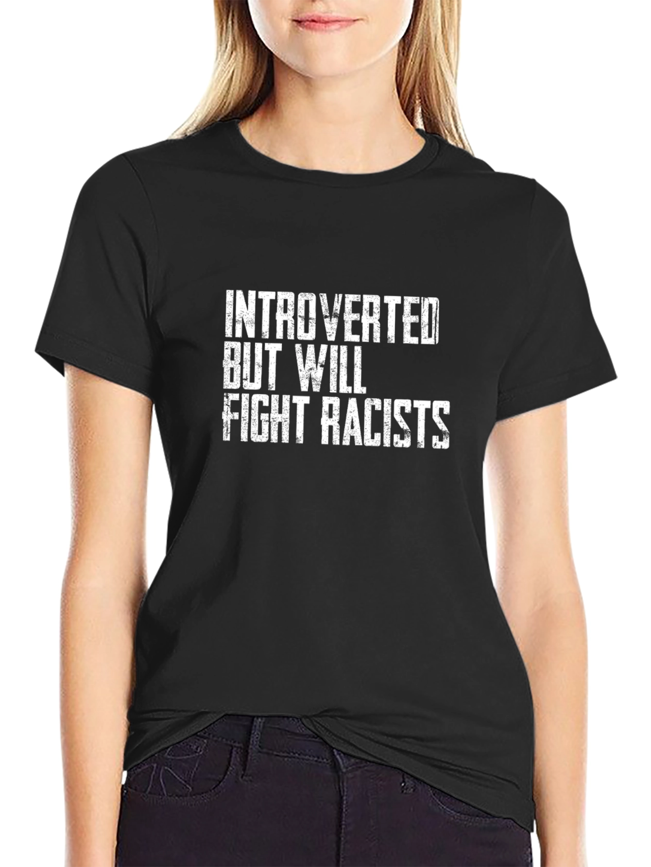 Introverted But Will Fight Racists Graphic Tee