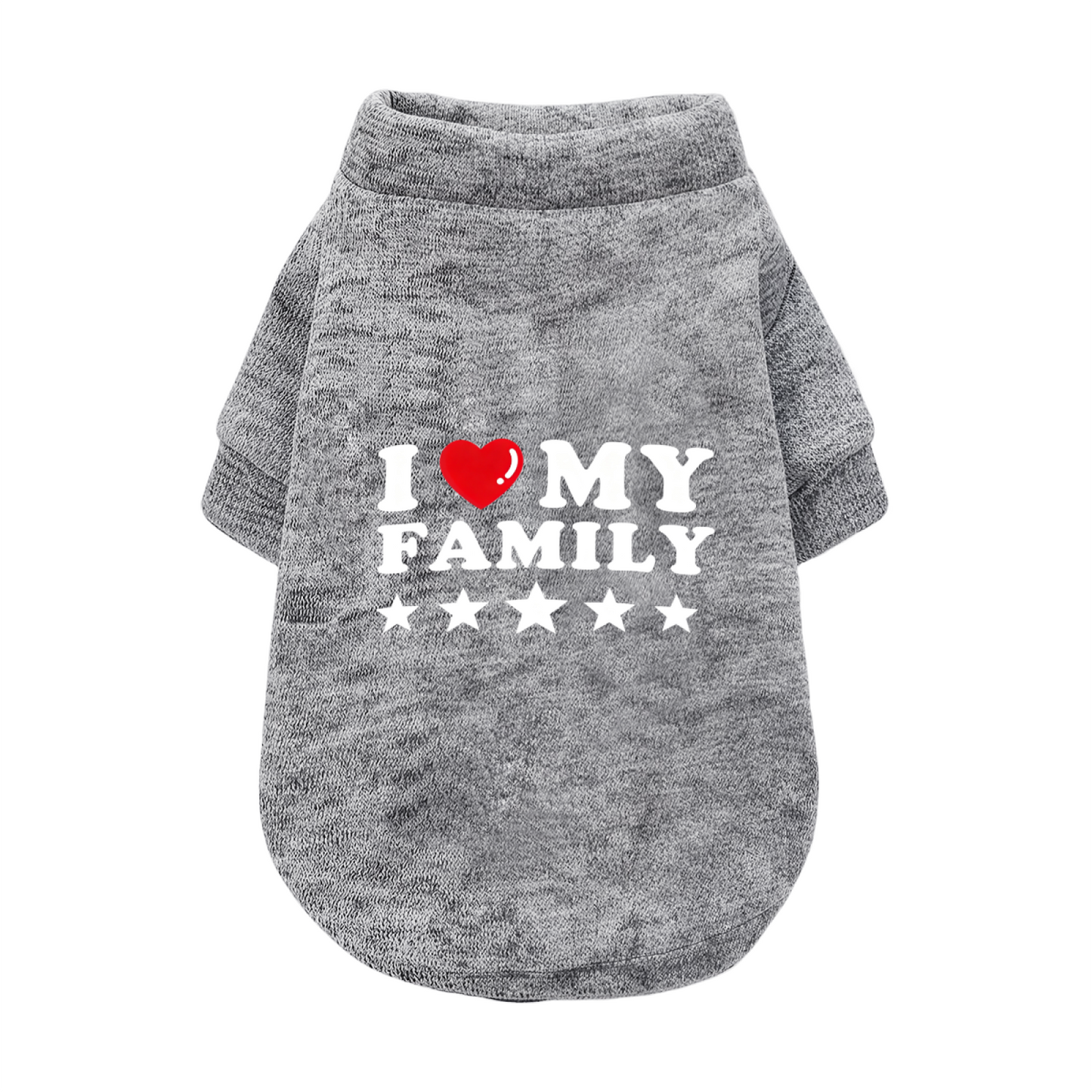 I Love My Family Star Print Dog Cardigan Sweater, Warm Family Love Pet Clothes