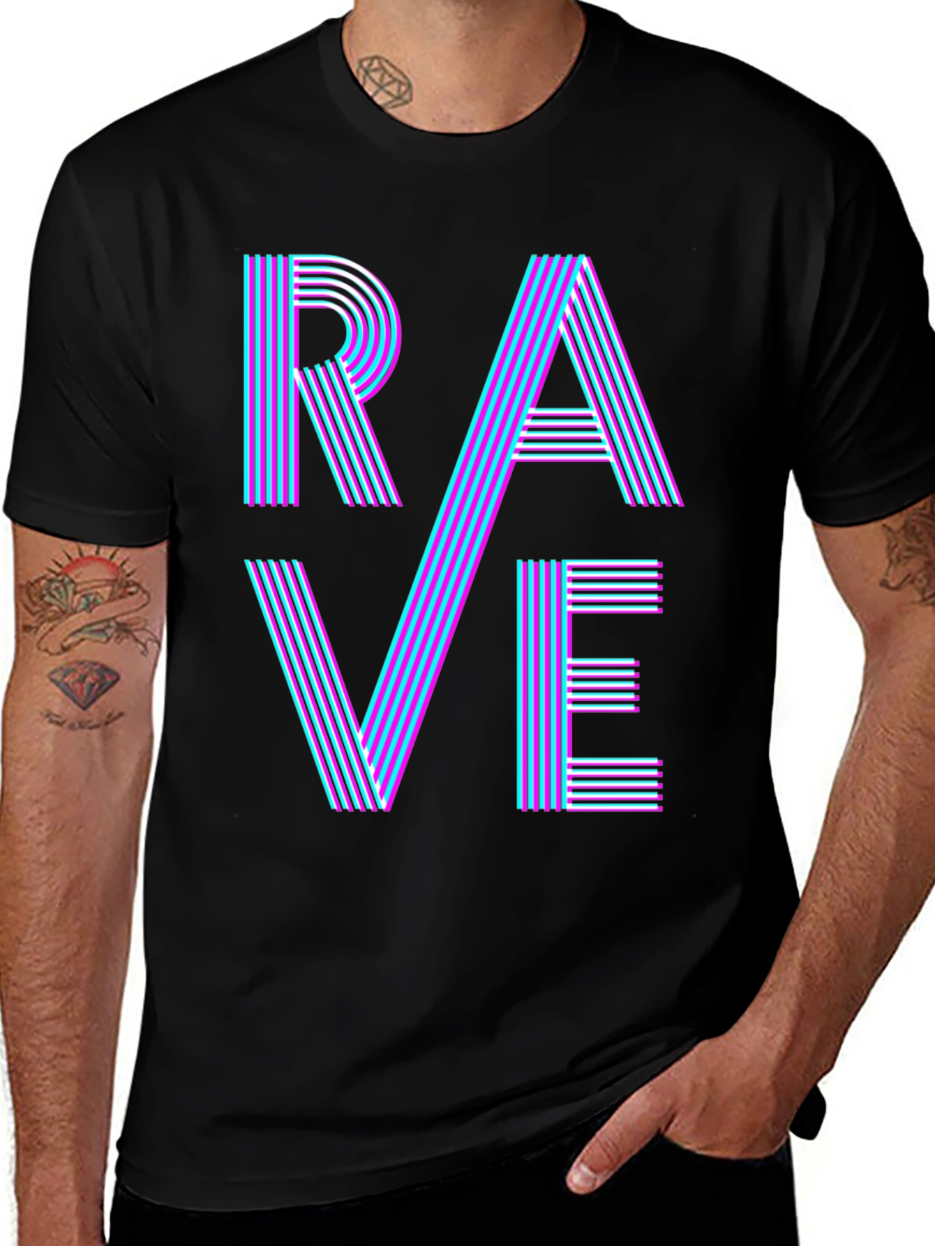Rave Graphic T-Shirt - Bold Neon Party Tee