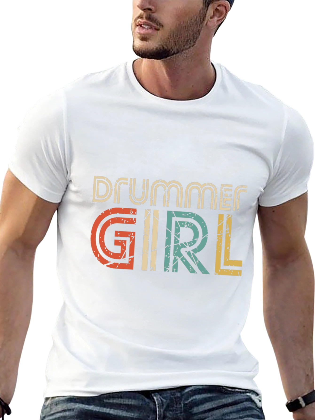 Drummer Girl Retro Graphic Tee - Music Lover Shirt