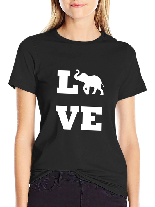 Elephant Love Graphic T-Shirt - Black
