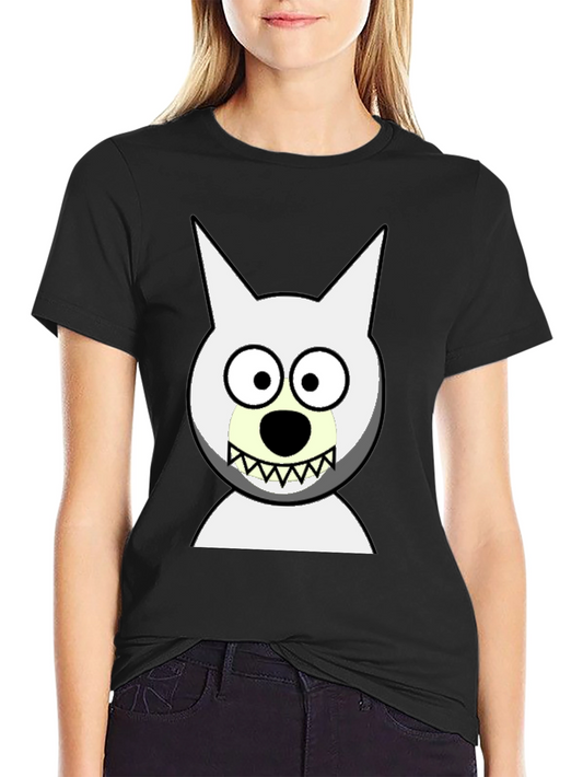 Funny Cartoon Wolf Graphic Black T-Shirt