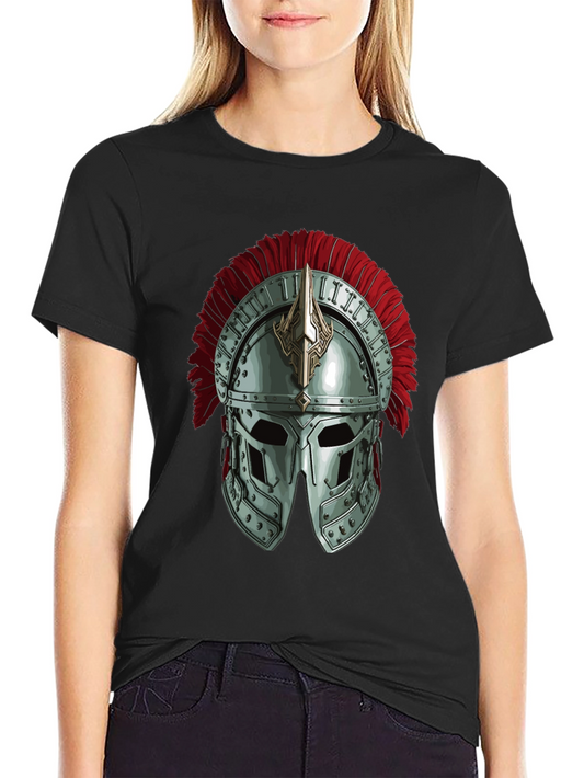 Gladiator Helmet Graphic Tee - Black Cotton