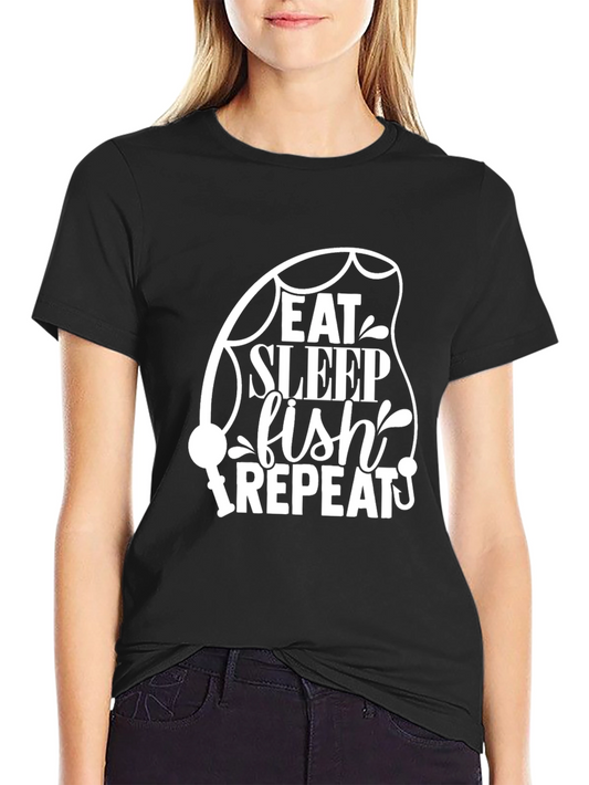 Eat Sleep Fish Repeat Black T-Shirt