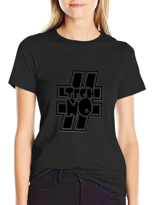 Edgy TECHNO Graphic Black T-Shirt