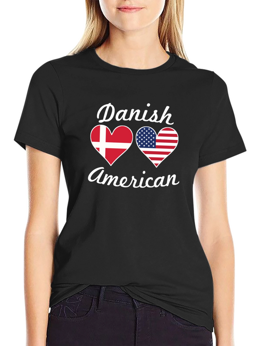 Danish American Flag Heart T-Shirt