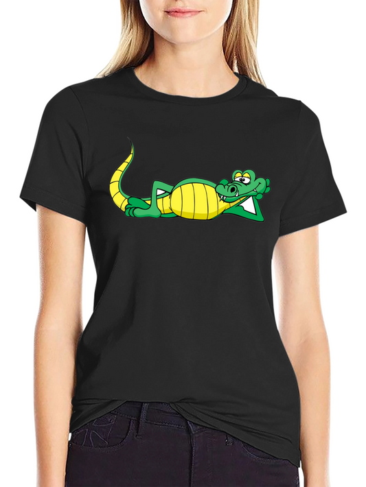 Chill Crocodile Graphic Tee - Black Cotton Shirt