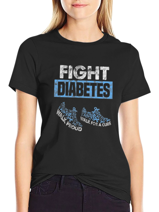 Fight Diabetes Awareness Ribbon Graphic T-Shirt