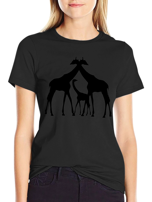 Giraffe Family Silhouette Tee - Black Graphic T-Shirt