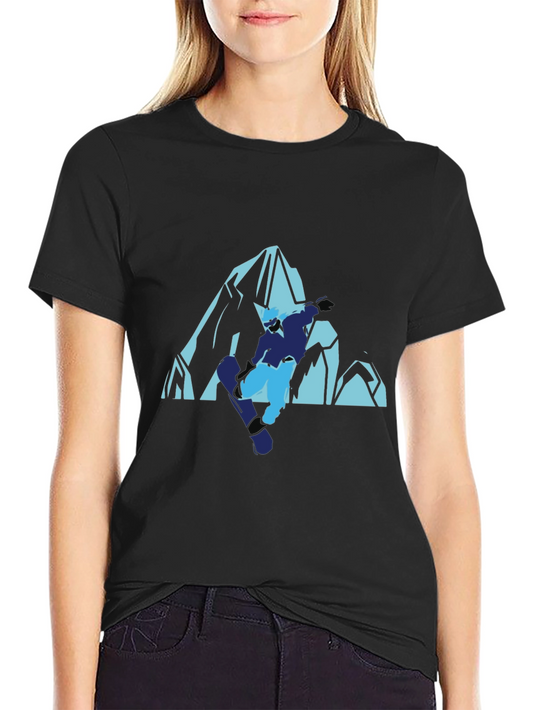 Cool Mountain Snowboarder Graphic T-Shirt