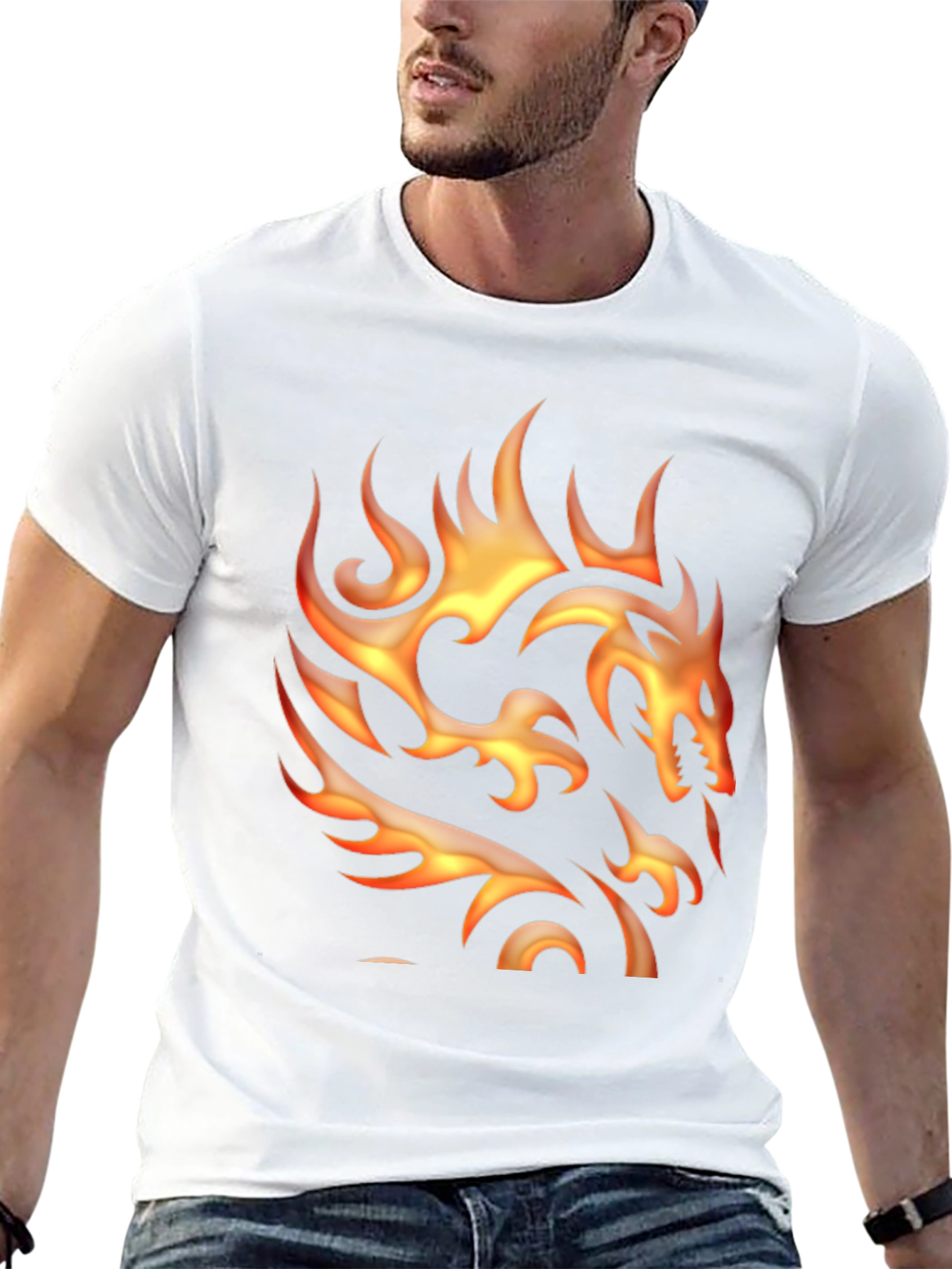 Flaming Dragon Graphic Tee - Bold Style