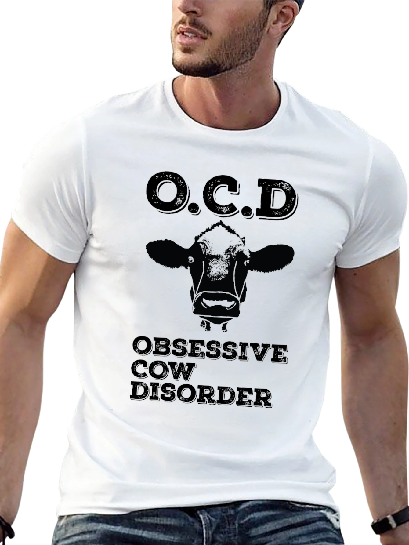 O.C.D. Obsessive Cow Disorder Black T-Shirt