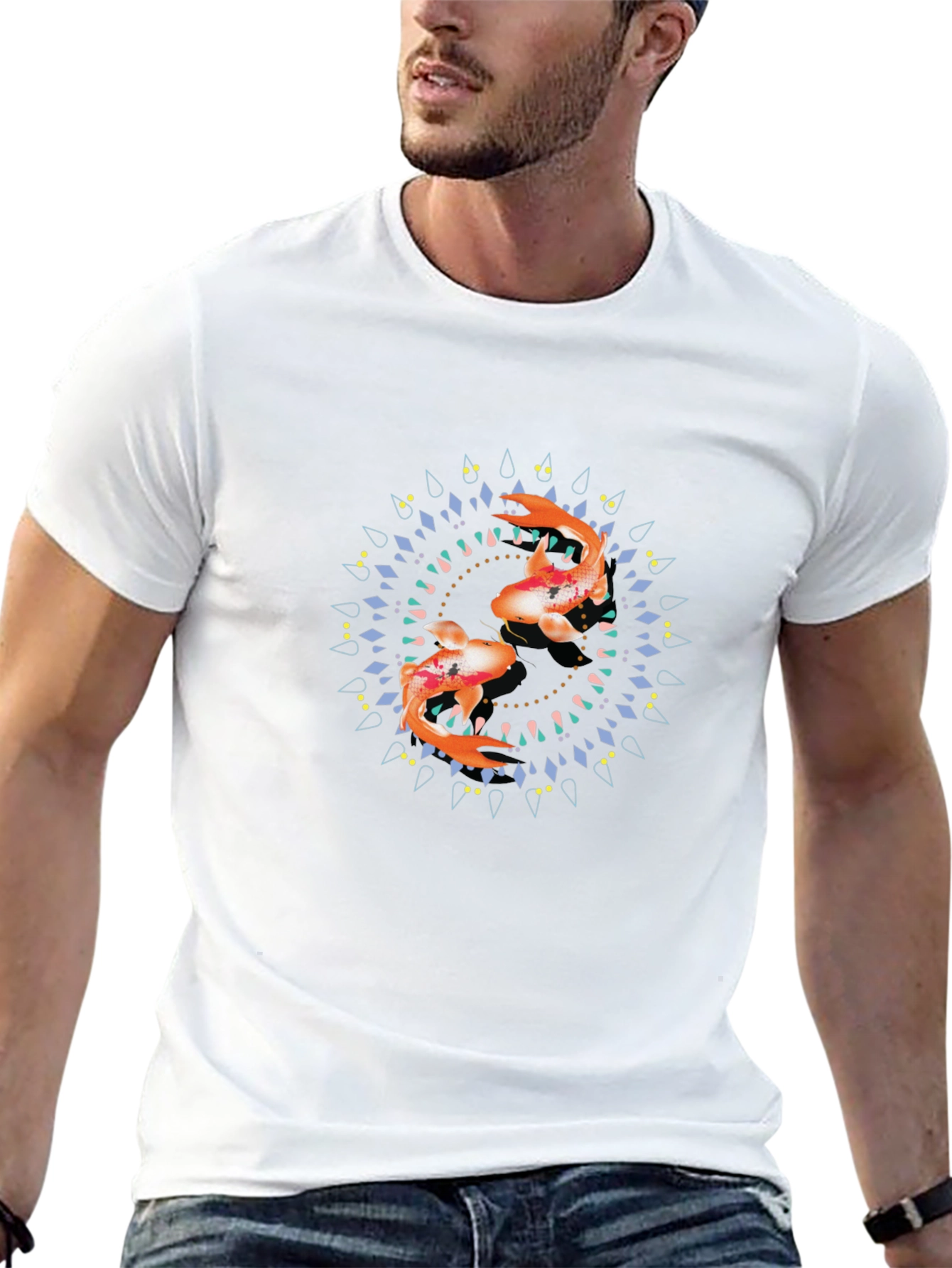 Koi Fish Mandala Black Graphic Tee