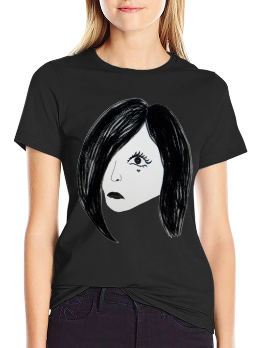 Emo Girl Graphic T-Shirt - Black Cotton Tee