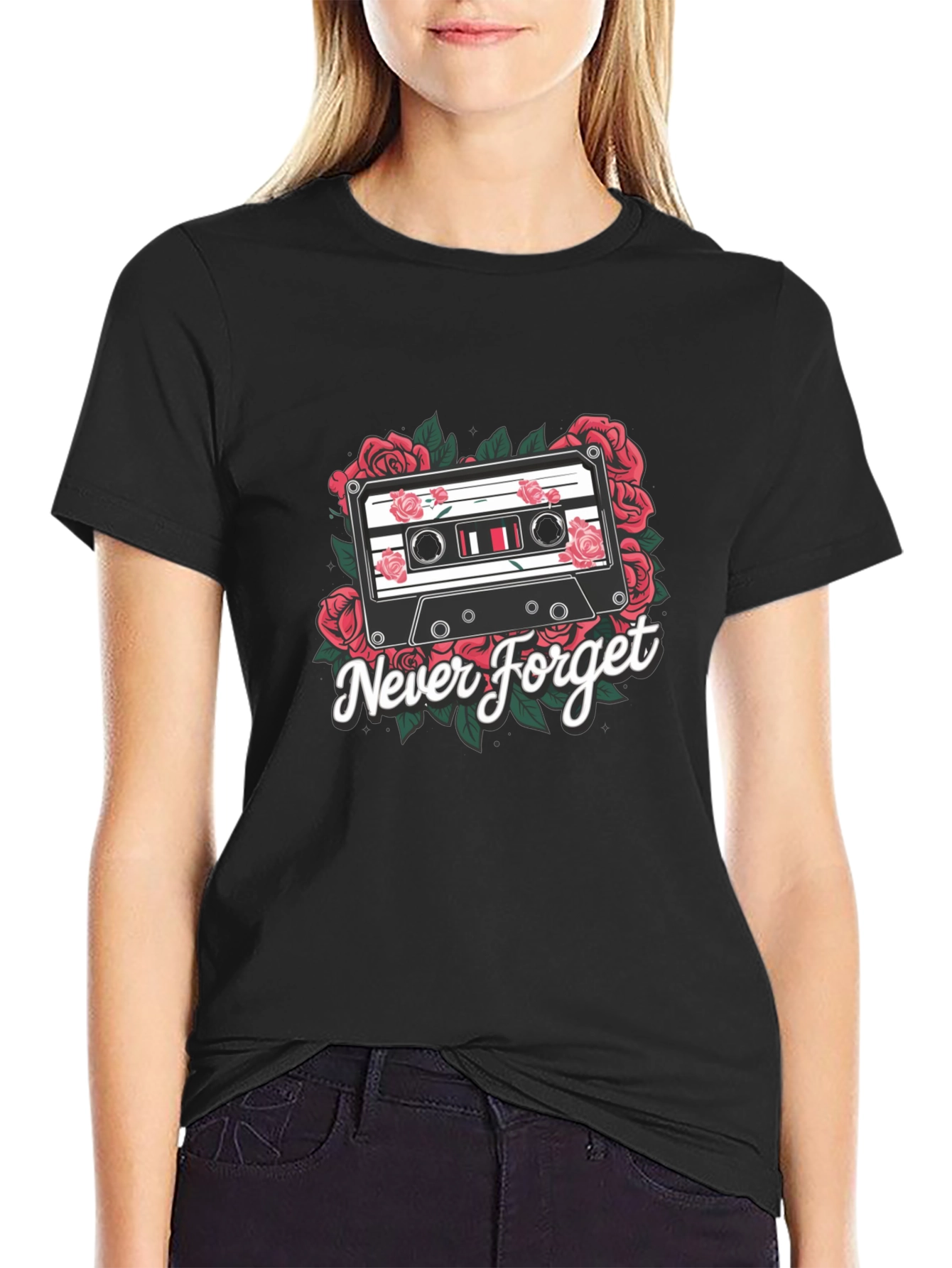 Retro Cassette Tape Roses Graphic Tee