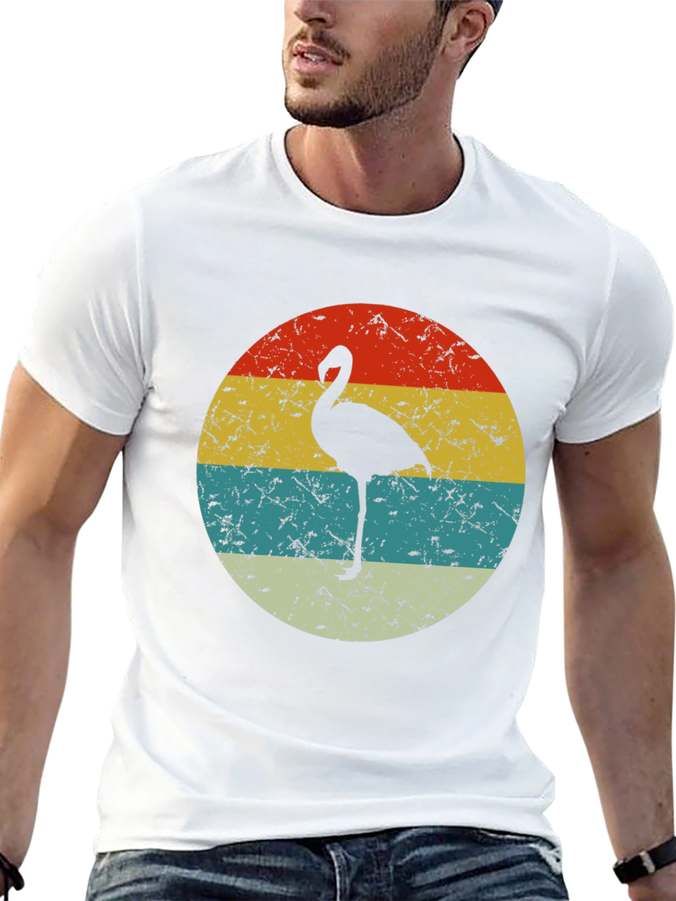 Retro Flamingo Graphic T-Shirt - Black